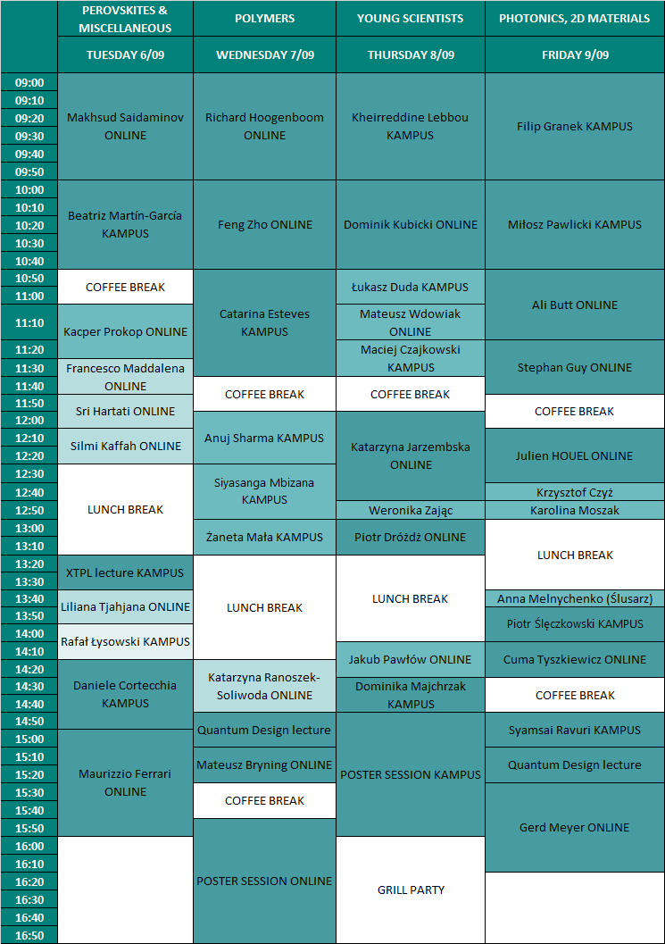 ATAM 2022 timetable image